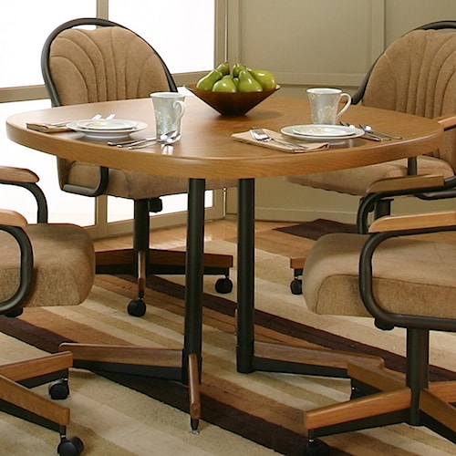 Cramco Inc Shaw Casual Sunset Oak Finished Dining Table With Metal Cramco Inc Shaw Casual Sunset Oak Finished Dining Table With Metal Double Pedestal Base