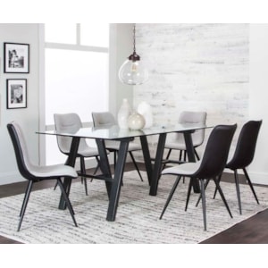 Cramco Inc Tripoli G5721 779 Contemporary 7 Piece Dining Set With Glass Top Dining Table Lapeer Furniture Mattress Center Dining 7 Or More Piece Sets