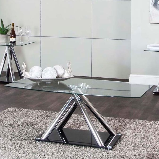 Cramco Inc Valiant Contemporary Rectangular Chrome Tempered Glass Cocktail Table Value City Furniture Cocktail Coffee Tables