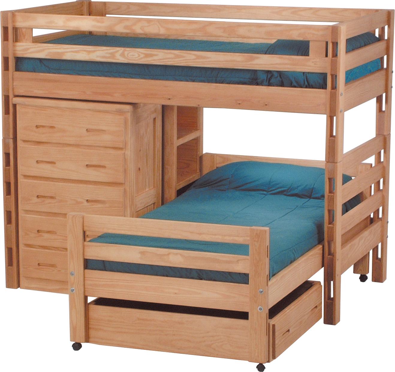 Crate Designs Pine Bedroom Casual Twin Bed Set With Loft Bed