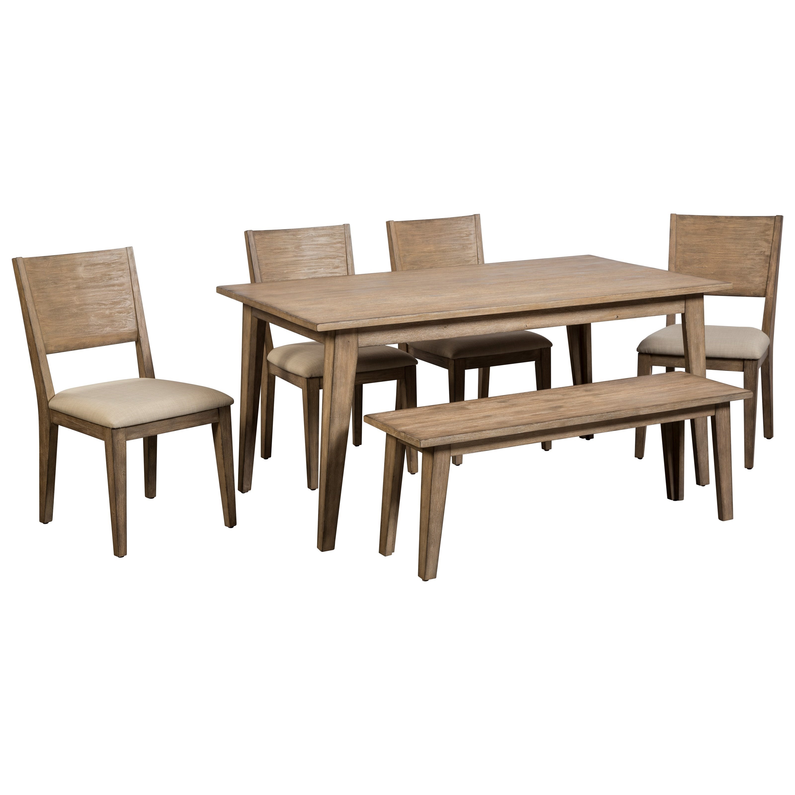 Anders 6 Piece Solid Wood Table And Upholstered Chair Set With