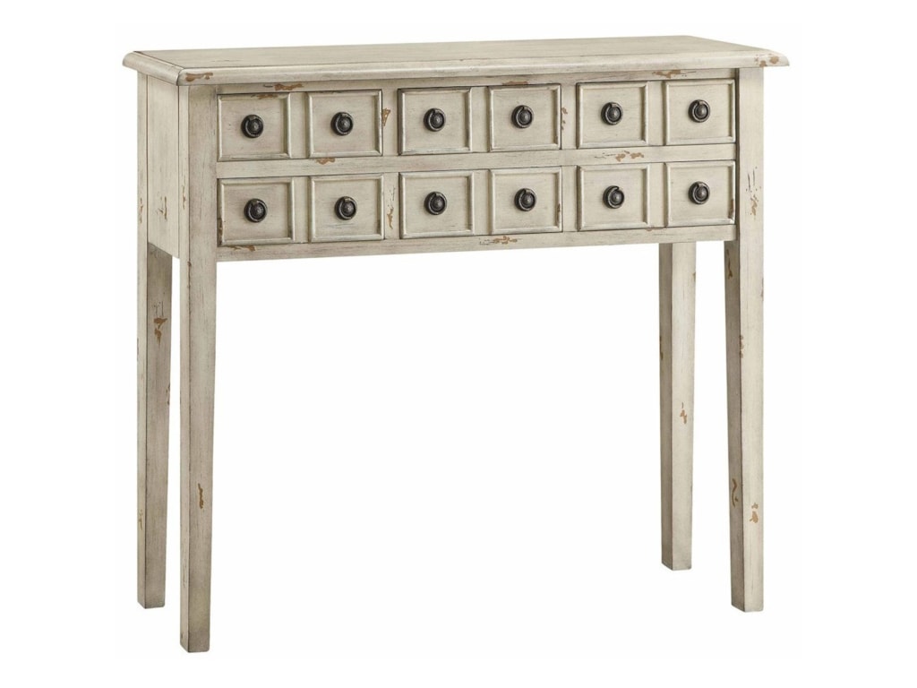 Crestview Collection Accent Furniture CVFZR1279 Newcastle 6 Drawer Crestview Collection Accent FurnitureNewcastle 6 Drawer Antique White Console - Crestview Collection Accent Furniture CVFZR1279 Newcastle 6 Drawer
