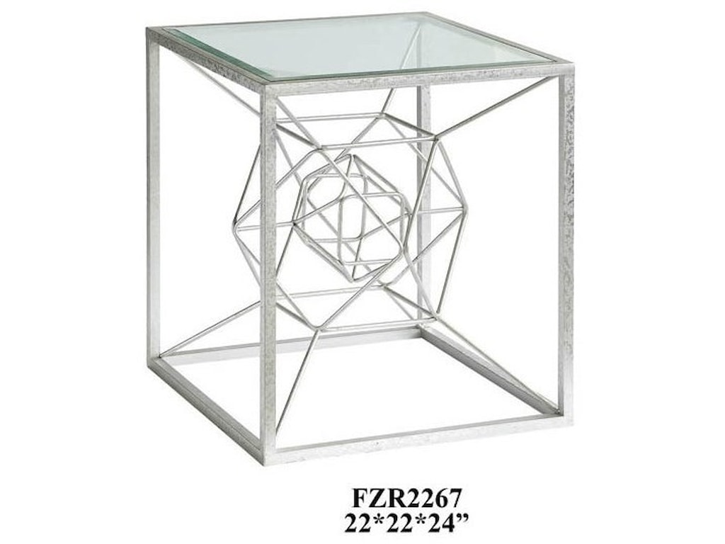 Crestview Collection Accent Furniture Hollywood Dabbed Silver Leaf Crestview Collection Accent Furniture Hollywood Dabbed Silver Leaf Table