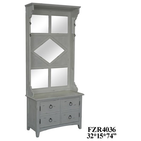 Accent Furniture Marissa Antique White Mirrored Hall Tree Rotmans Hall Trees Coat Racks