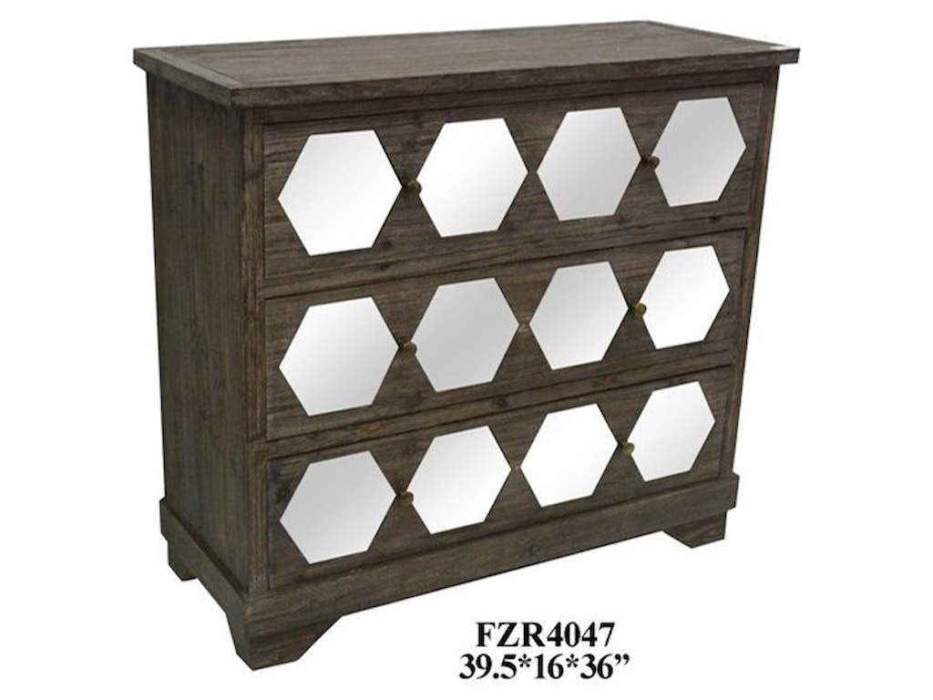Crestview Collection Accent Furniture Collins 3 Drawer Rustic Wood Crestview Collection Accent Furniture Collins 3 Drawer Rustic Wood And Hexagon Mirror Chest