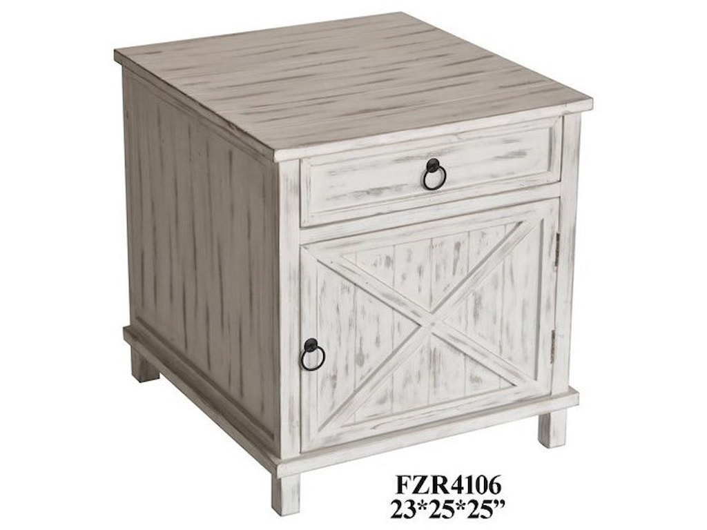Crestview Collection Accent Furniture Covington 1 Drawer And Door Crestview Collection Accent Furniturewhite Wash End Table