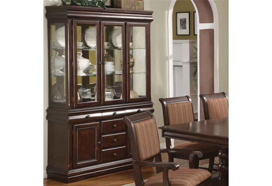 Crown Mark Merlot Buffet And Hutch With Three Glass Doors