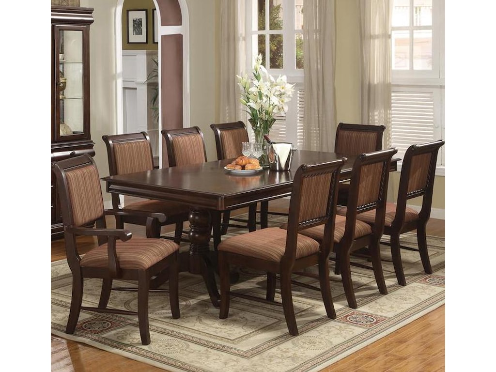 ( Rooms Collection # 1 ) Merlot9 Piece Table & Chair Set