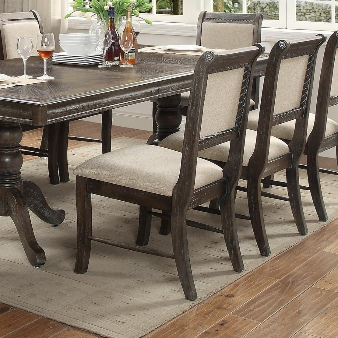 Merlot Dining Side Chair With Striped Upholstered Seat And Seat Back By Royal Fair At Ruby Gordon Home - 