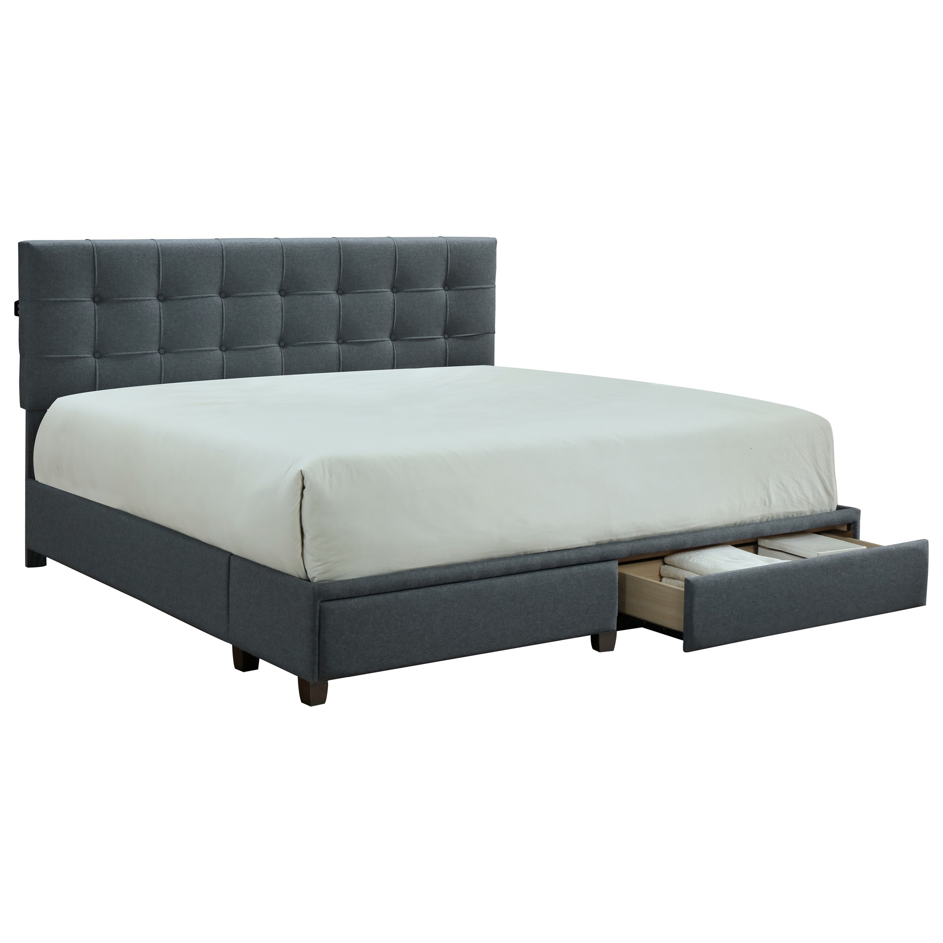 Crown Mark Antoine Contemporary King Platform Bed With Usb Ports Pedigo Furniture Upholstered Beds