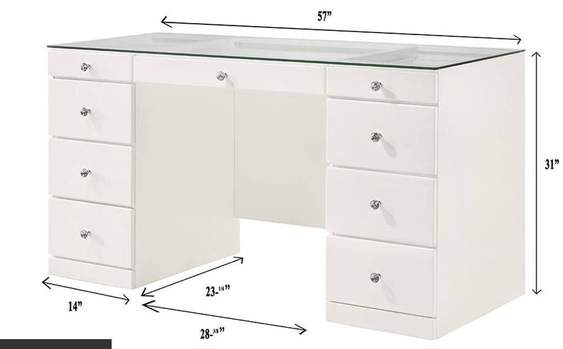 Crown Mark Furniture Avery B4850 2pc Vanity Desk With Glass Top Del Sol Furniture Vanities Vanity Sets