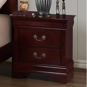 Crown Mark B3800 Louis Phillipe 2 Drawer Nightstand With Metal Bail Handles And Bracket Feet Rooms For Less Nightstands