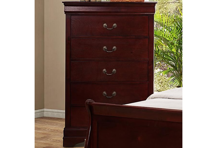 Crown Mark B3800 Louis Phillipe 5 Drawer Chest With Metal Bail