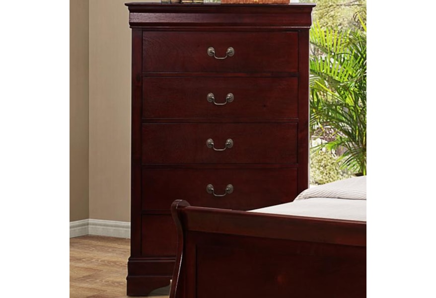 Crown Mark B3800 Louis Phillipe 5 Drawer Chest With Metal Bail