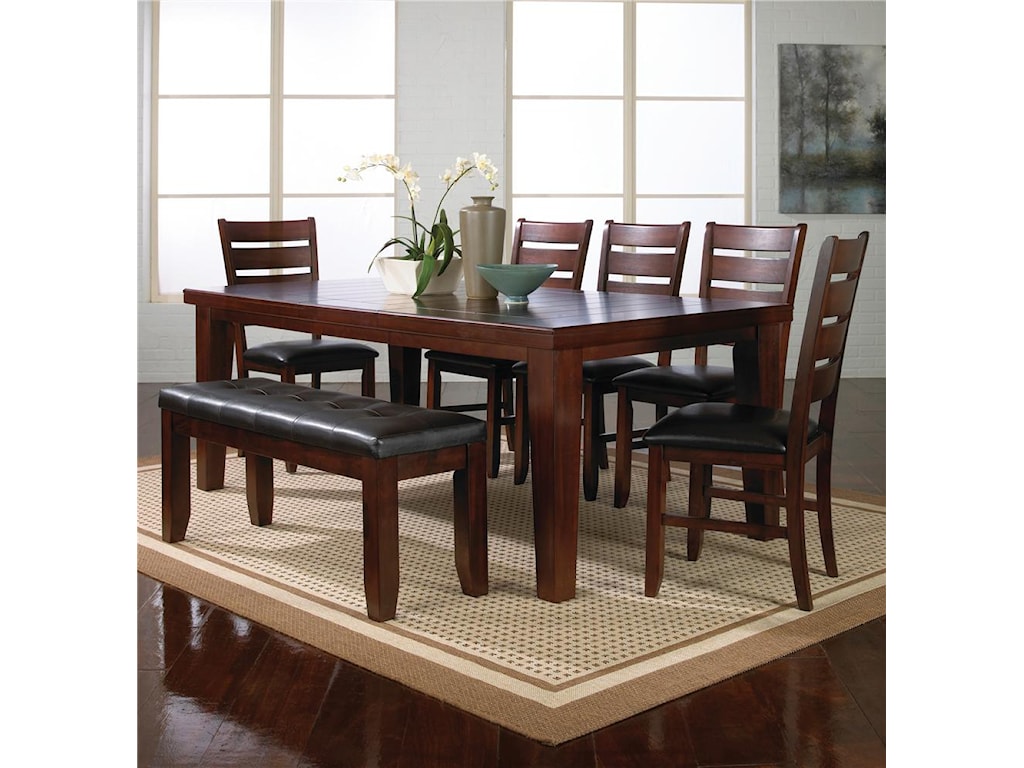 Crown Mark Bardstown 7 Piece Dining Table Set W 5 Chairs 1 Bench Royal Furniture Table Chair Set With Bench