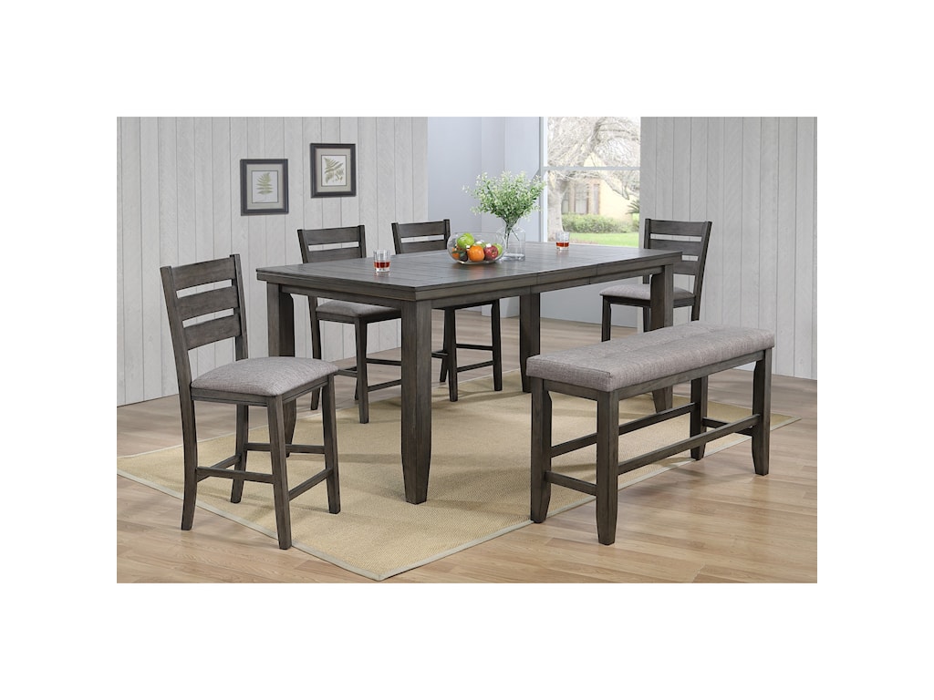 Crown Mark Bardstown Pub Table Set With Bench Royal Furniture Table Chair Set With Bench