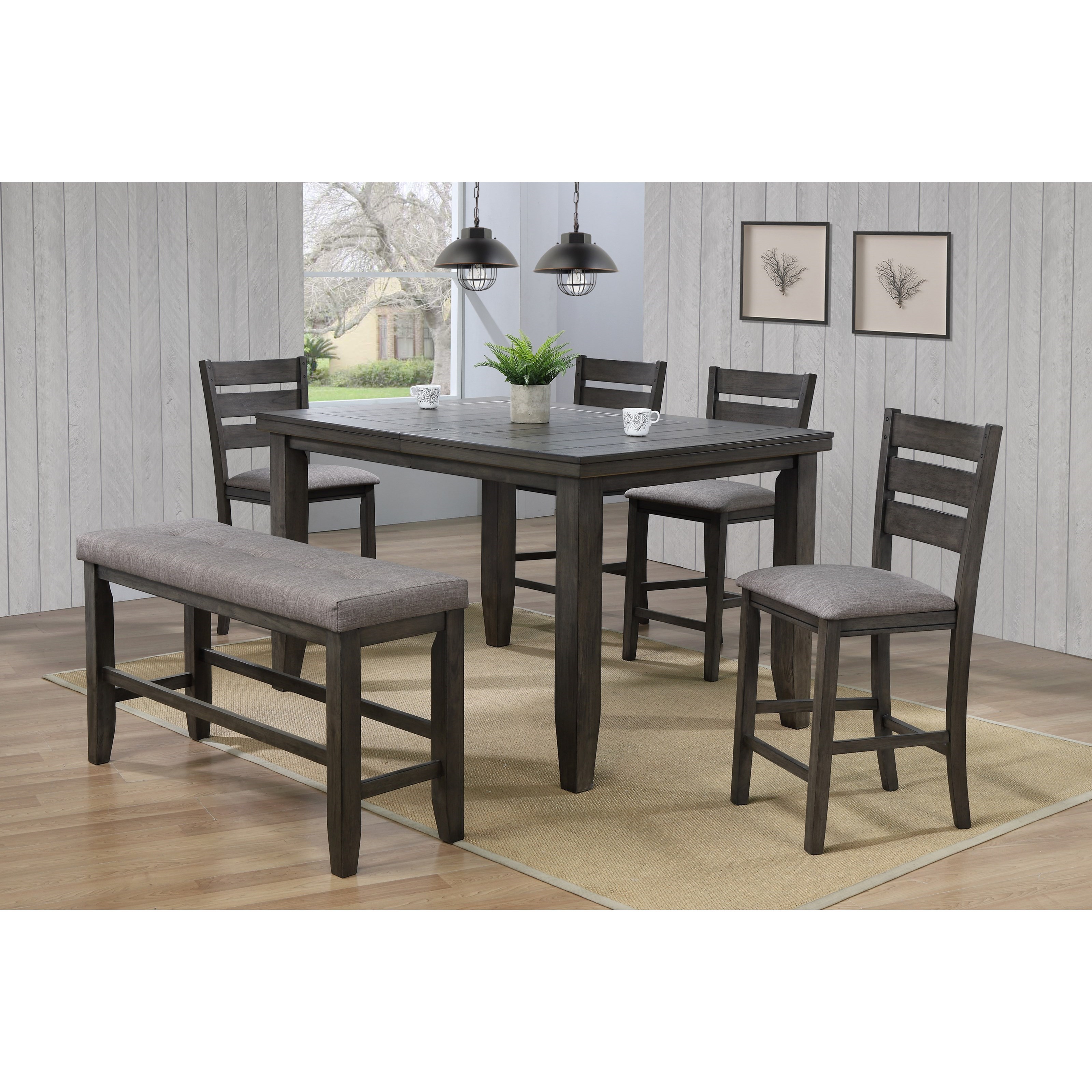 Crown Mark Bardstown Pub Table Set With Bench Catalog Outlet Table Chair Set With Bench
