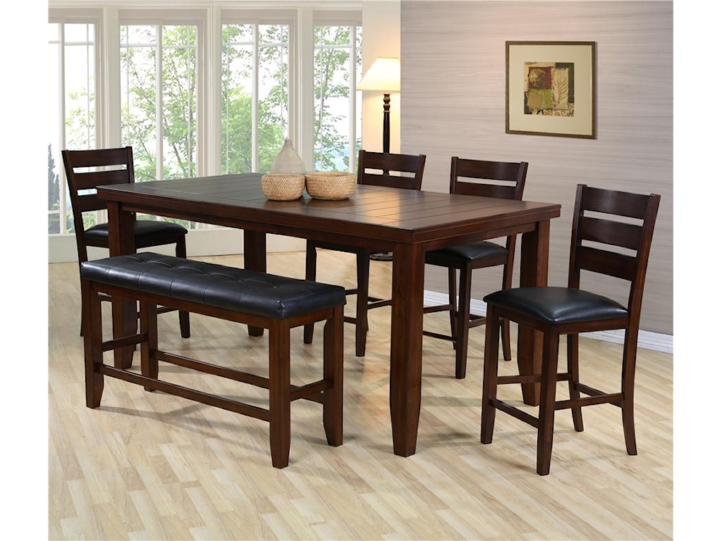 Crown Mark Bardstown Pub Table Set With Bench Royal Furniture Table Chair Set With Bench