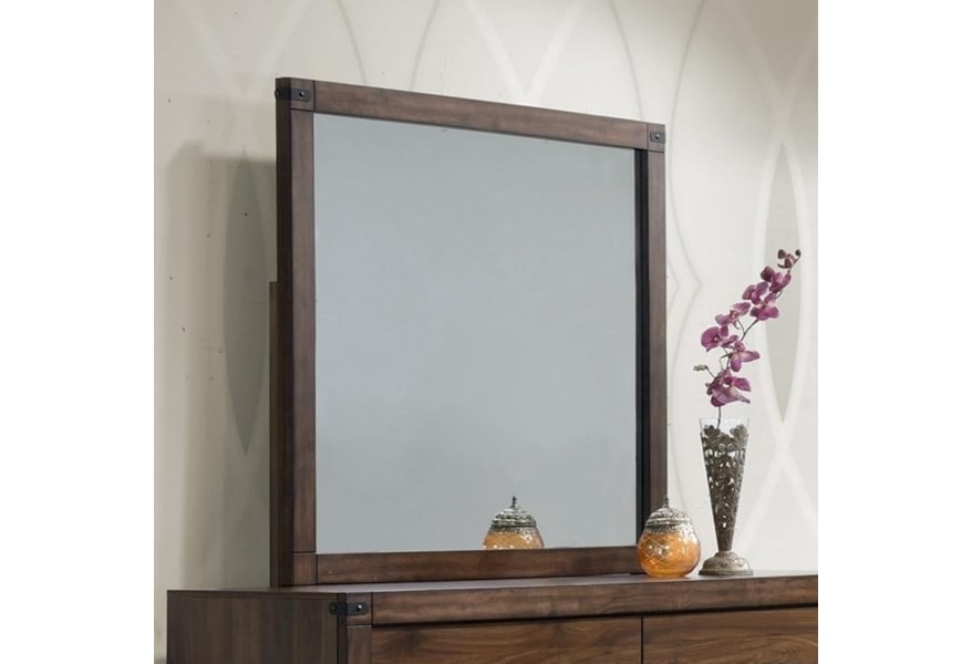 Crown Mark Belmont Dresser Mirror With Rustic Metal Accents