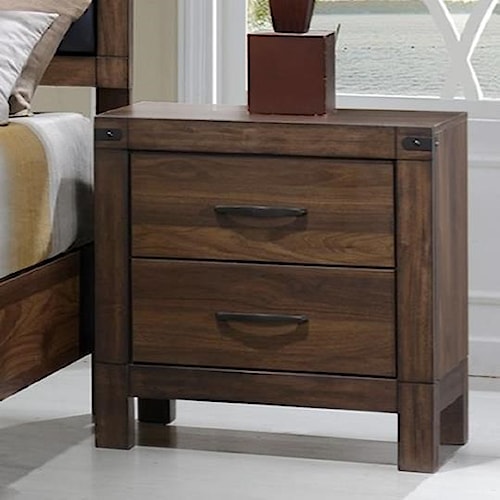 nightstand with rustic metal accents - belmontcrown mark