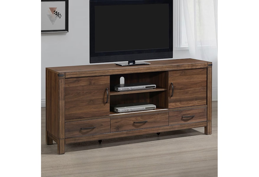 Crown Mark Belmont B3100 7 Rustic Tv Stand With 3 Drawers And 2