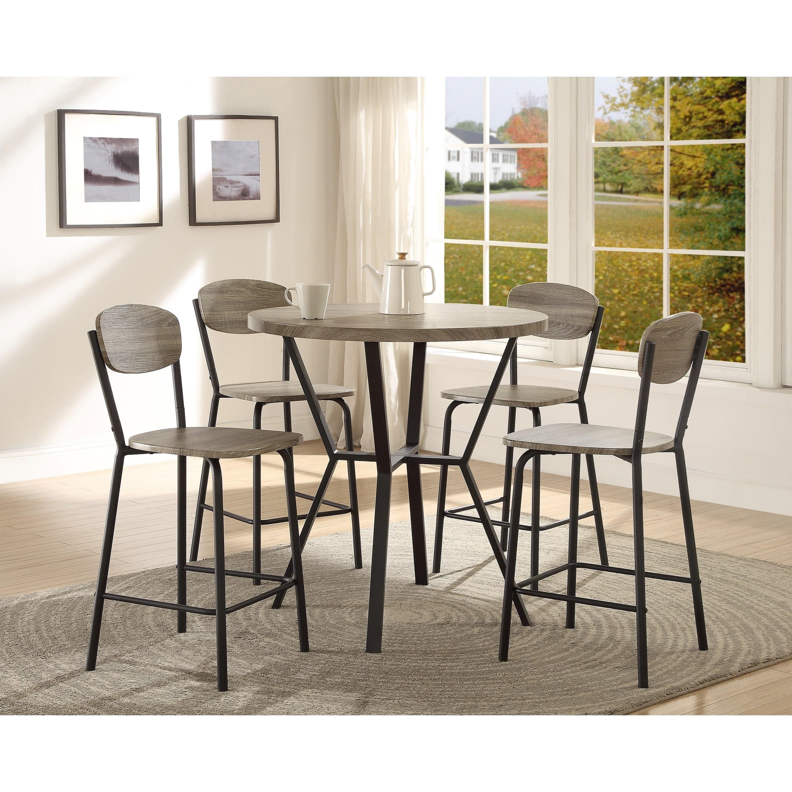 Crown Mark Blake 1730set Gy 5 Piece Round Counter Height Dinette Set Northeast Factory Direct Pub Table And Stool Sets