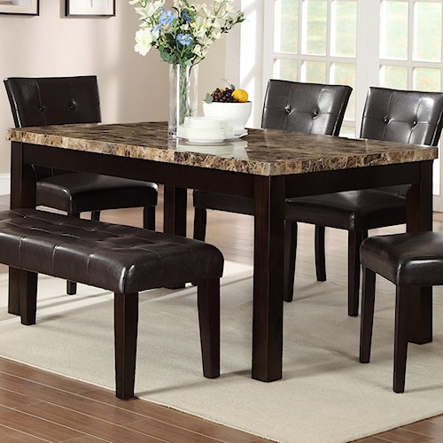 Crown Mark Bruce Rectangular Dining Table With Faux Marble Top Crown Mark Bruce Rectangular Dining Table With Faux Marble Top
