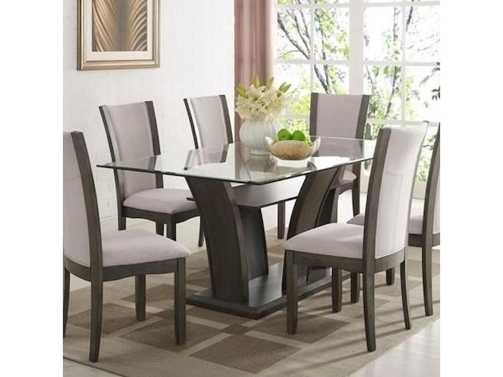 Crown Mark Camelia Grey Rectangular Dining Table With Gl Top Crown Mark Camelia Greydining Table