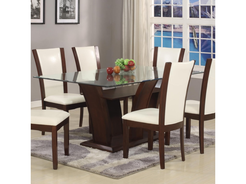 Crown Mark Camelia White Rectangular Dining Table With Glass Top Royal Furniture Dining Tables Crown Mark Camelia White Rectangular Dining Table With Glass Top Royal Furniture Dining Tables