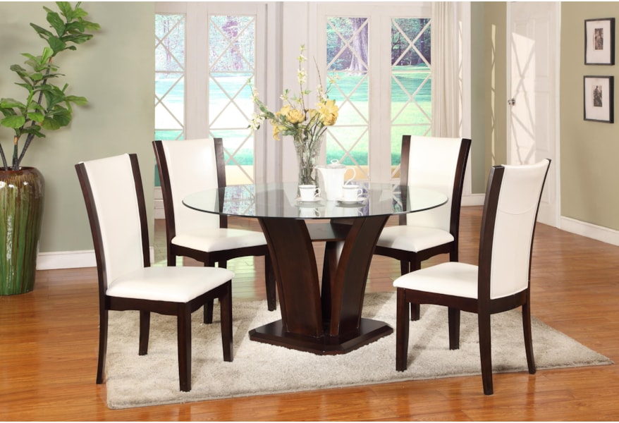 Camelia Espresso Round Gl Top Dining Table With Inverted Base By Crown Mark At Dunk Bright Furniture Camelia Espresso Round Gl Top Dining Table With Inverted Base By Crown Mark At Dunk Bright Furniture