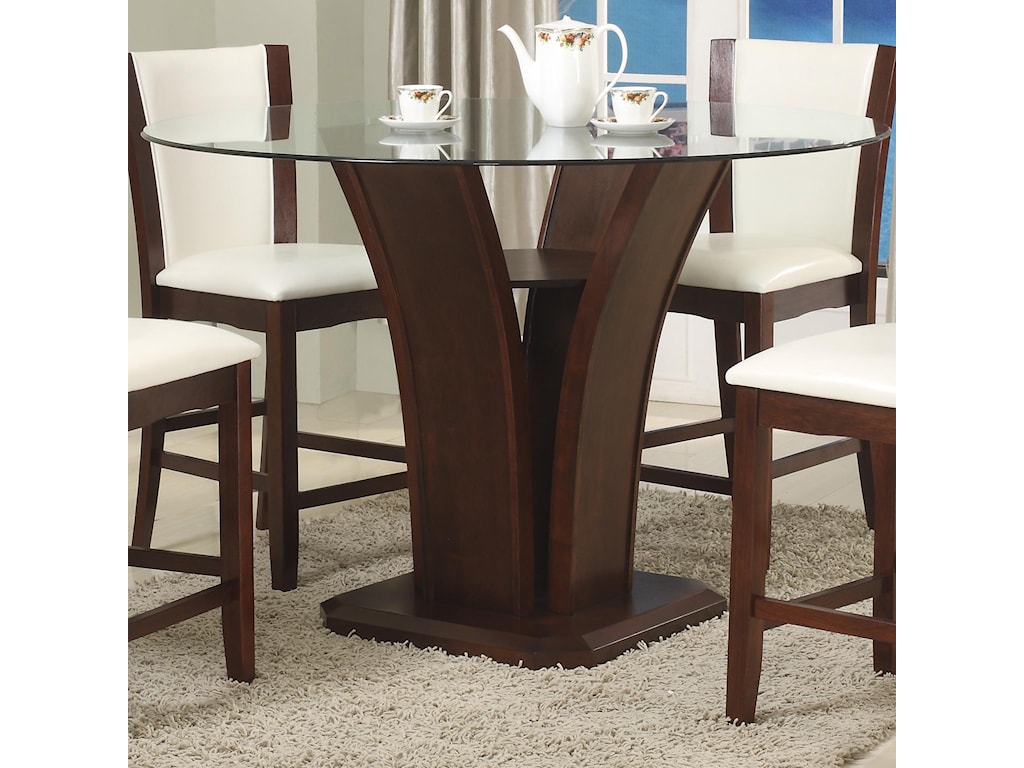 Crown Mark Camelia Espresso Round Glass Top Counter Height Table