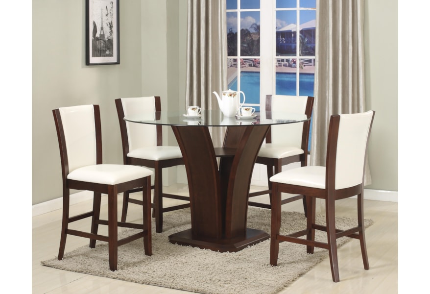 Crown Mark Camelia Espresso Round Gl Top Counter Height Table Round Gl Top Counter Height Table