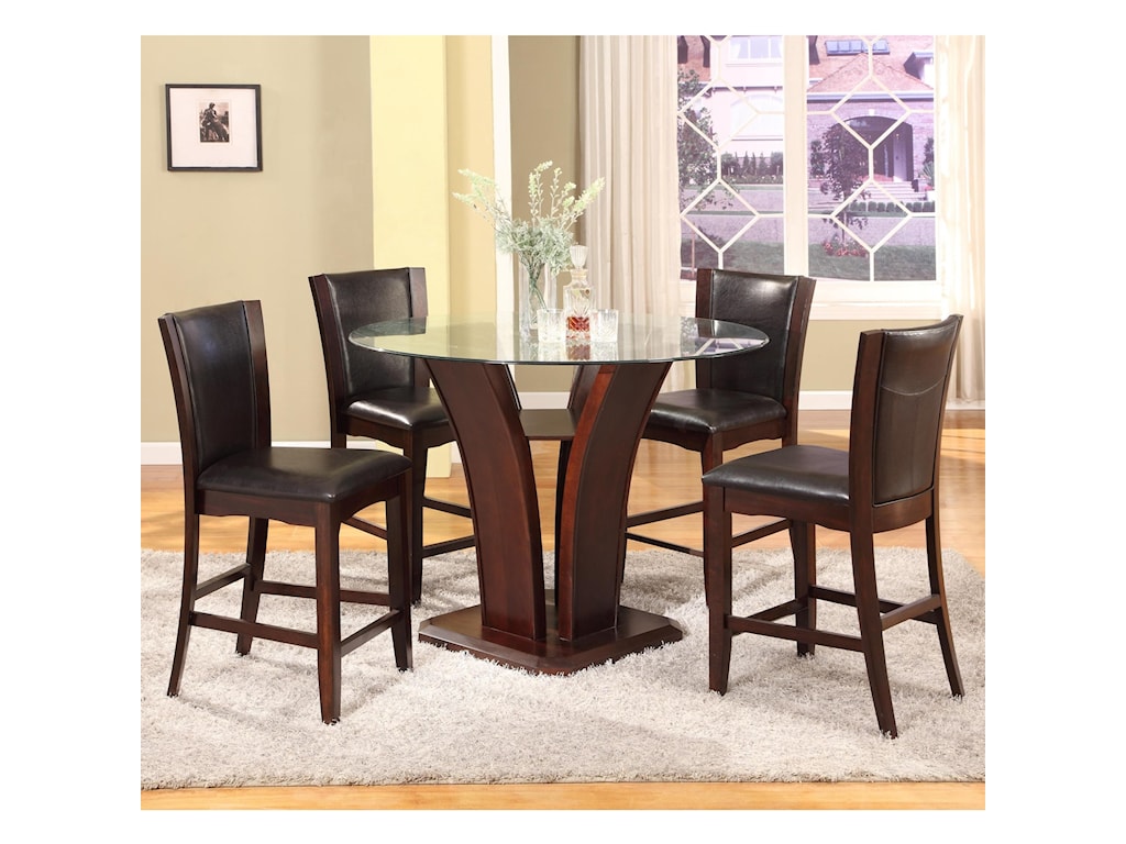 Crown Mark Camelia Espresso 5 Piece Counter Height Table And Stool