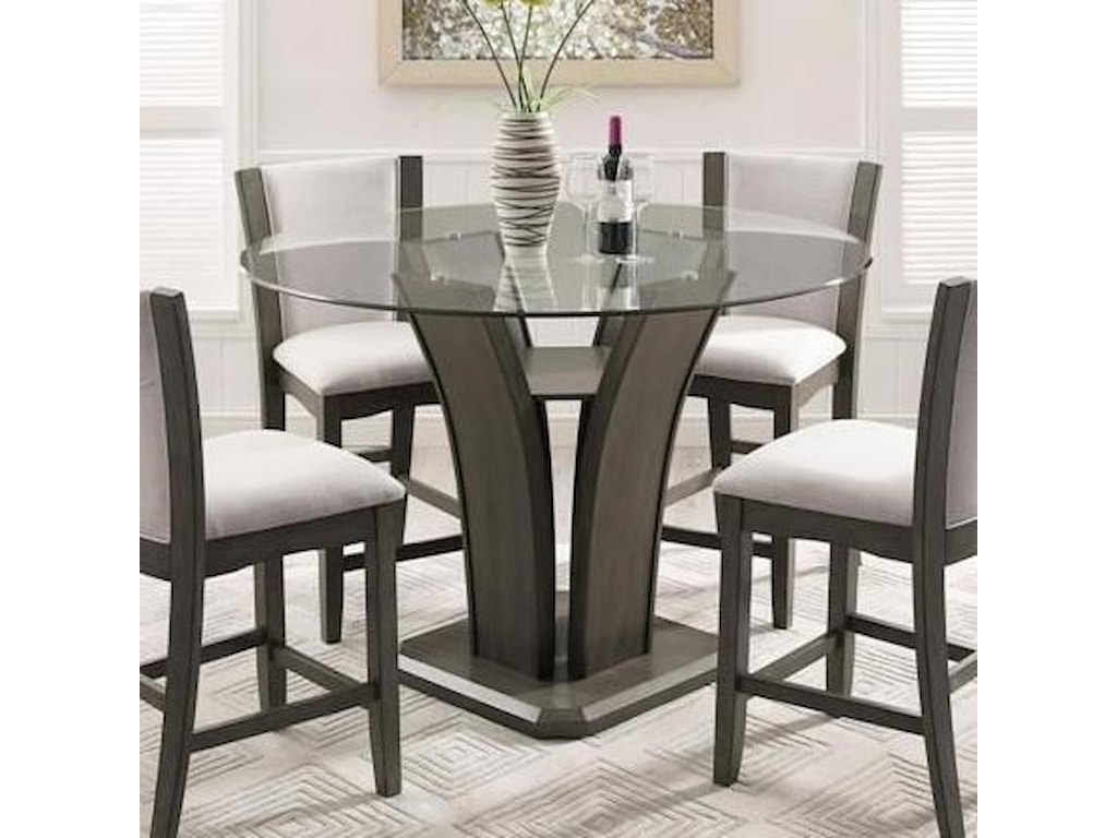 Crown Mark Camelia Grey Round Glass Top Counter Height Table With Inverted Base Royal Furniture Pub Tables Crown Mark Camelia Grey Round Glass Top Counter Height Table With Inverted Base Royal Furniture Pub Tables