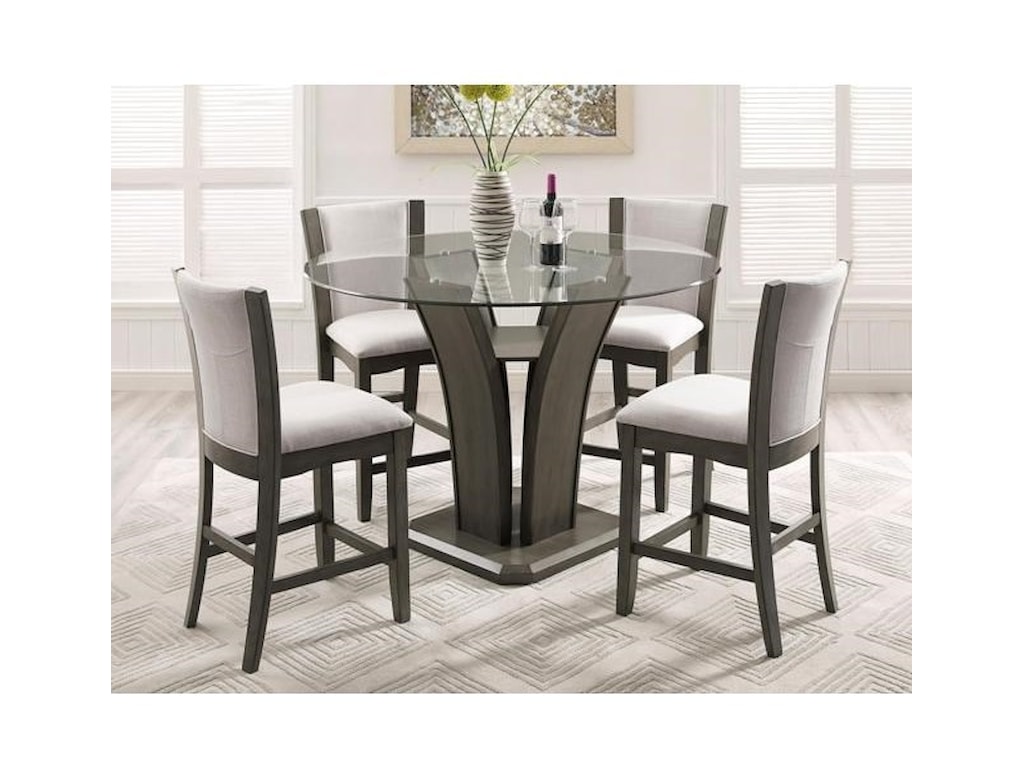 Crown Mark Camelia Grey Round Gl Top Counter Height Table Crown Mark Camelia Greygl Counter Height Table