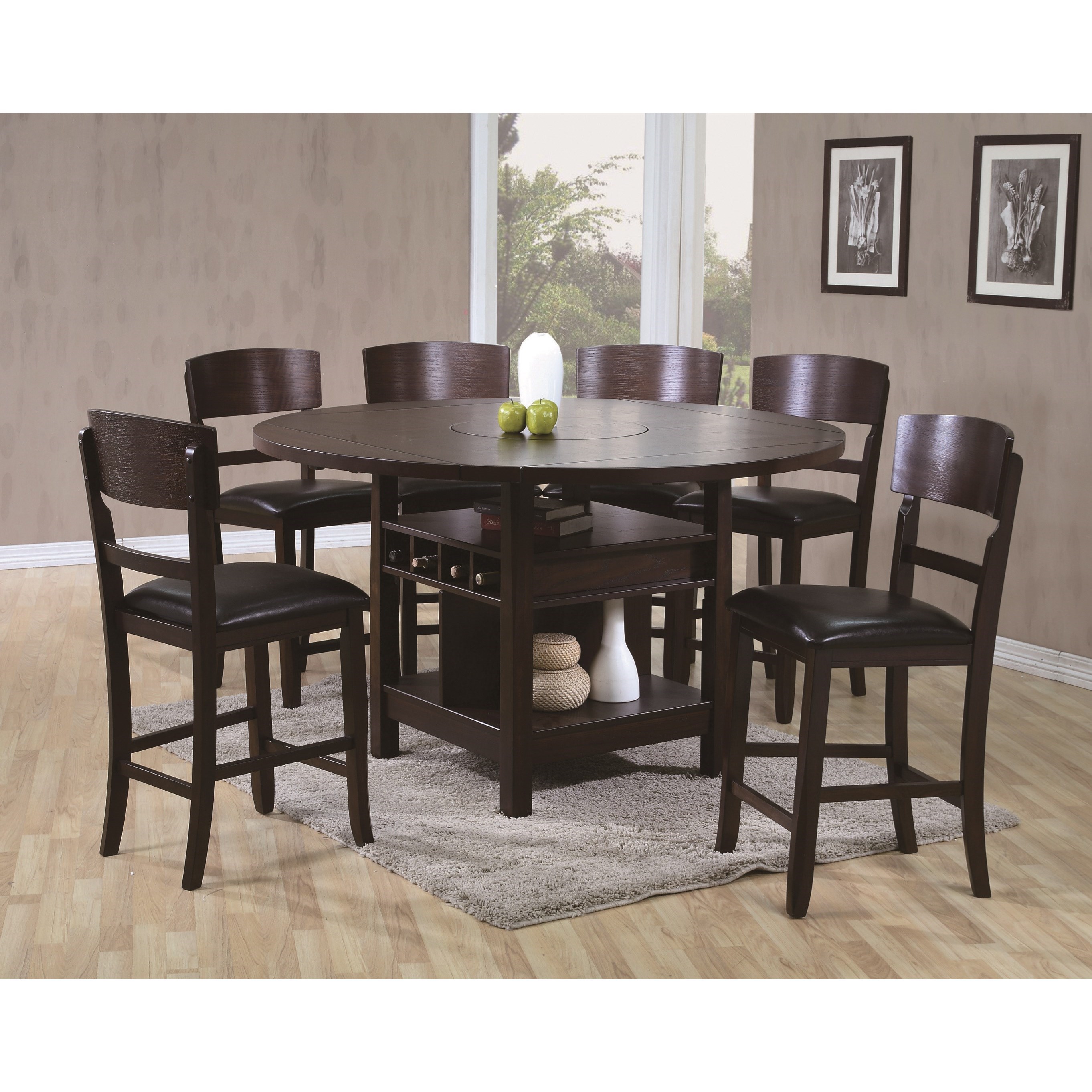 Crown Mark Furniture Conner Contemporary 7 Piece Table And Chair Set Del Sol Furniture Pub Table And Stool Sets