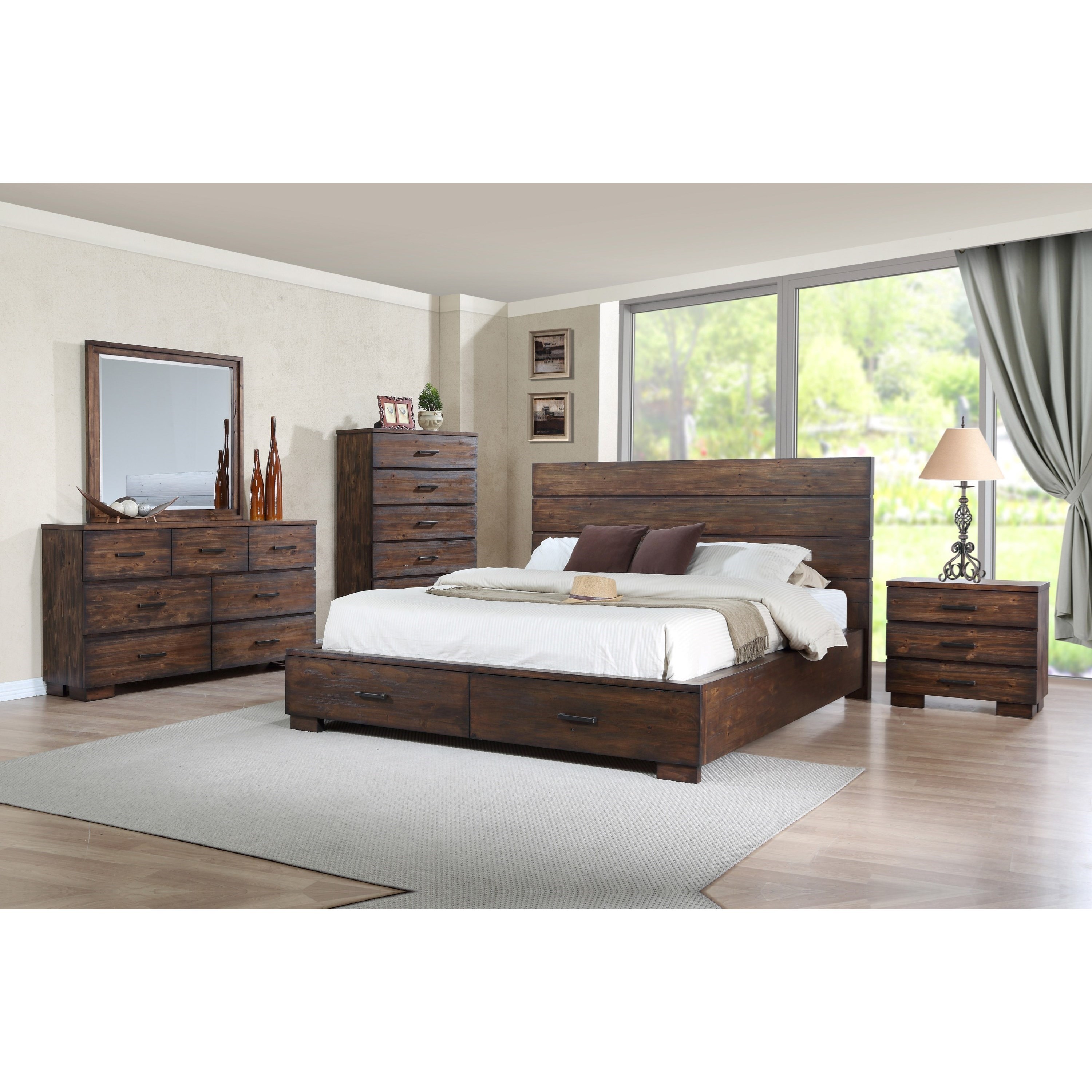 Crown Mark Cranston Queen Low Profile Bed With Footboard Storage