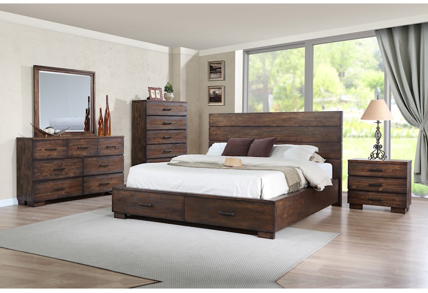 Crown Mark Cranston Queen Low Profile Bed With Footboard Storage