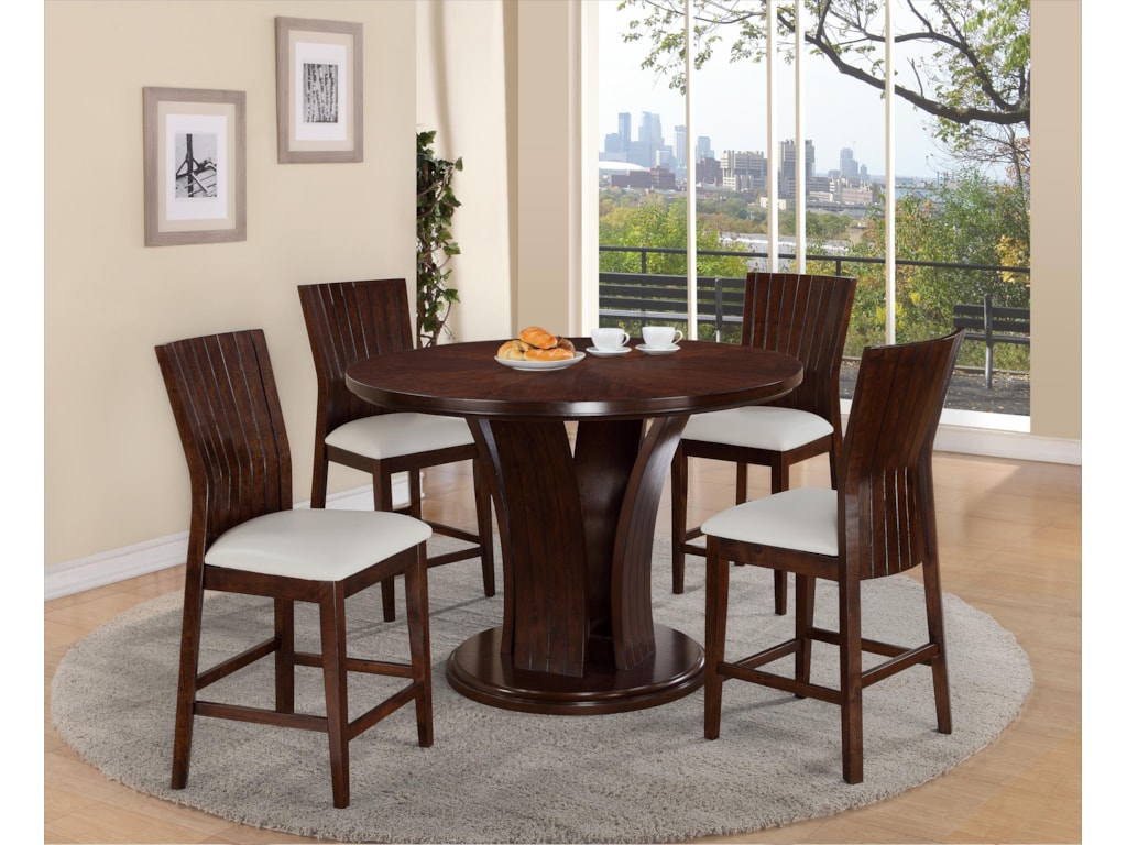Crown Mark Daria Round Pub Height Dining Table And Stool Set Royal Furniture Pub Table And Stool Sets