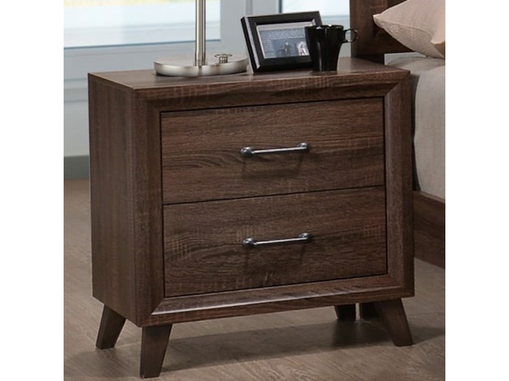 Darryl Mid Century Modern Nightstand With 2 Drawers By Crown Mark At Household Furniture Darryl Mid Century Modern Nightstand With 2 Drawers By Crown Mark At Household Furniture