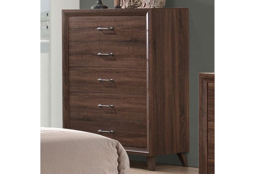 Crown Mark Darryl B6930 4 Mid Century Modern Chest With 5 Drawers