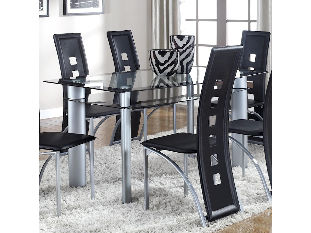 Crown Mark Echo Contemporary Dining Table with Glass Top and Shelf | Royal  Furniture | Dining Tables