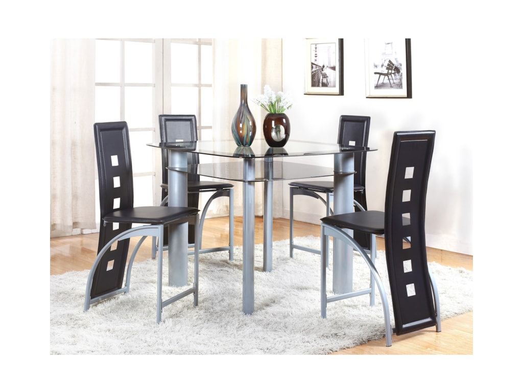 Crown Mark Echo Contemporary 5 Piece Counter Table And Upholstered Crown Mark Echo5 Piece Counter Table And Chair Set