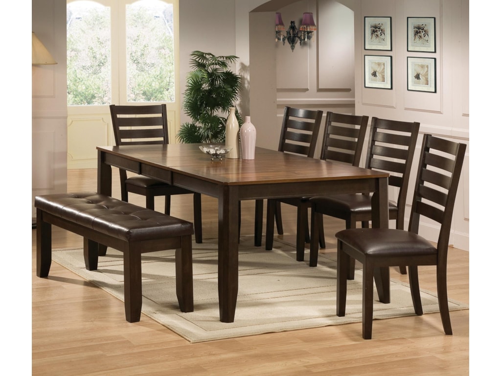 Elliott 7 Piece Dining Table And Chairs Set With Bench By Crown Mark At Dunk Bright Furniture