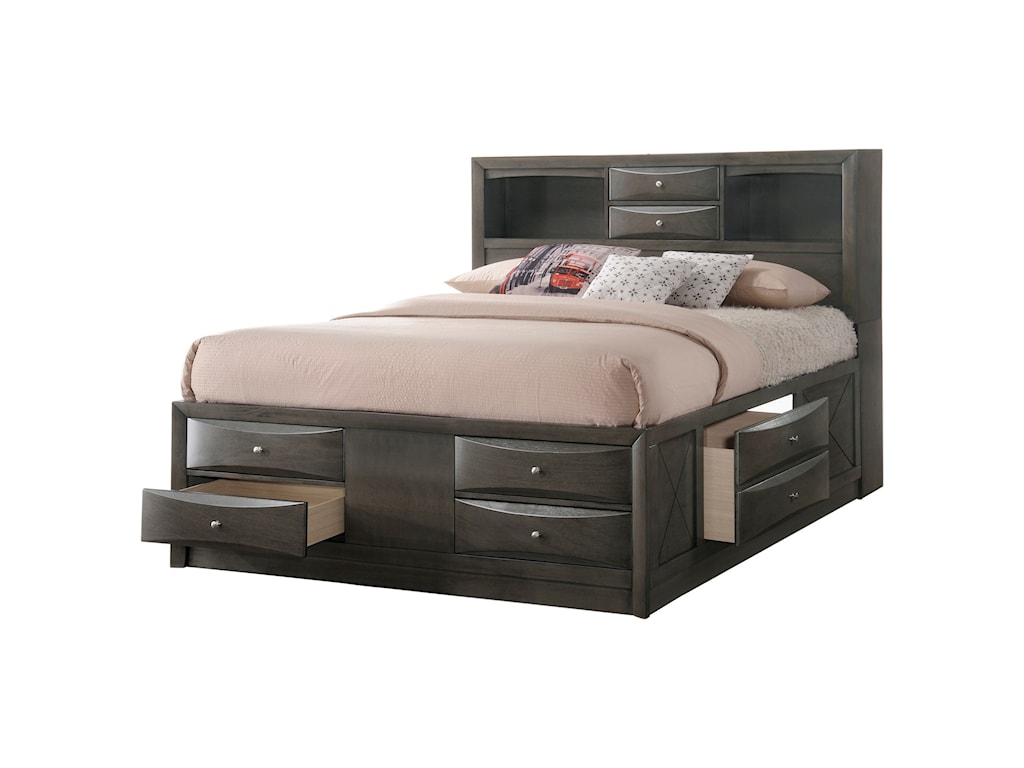 Crown Mark Emily Contemporary Queen Captain S Bed With Bookcase