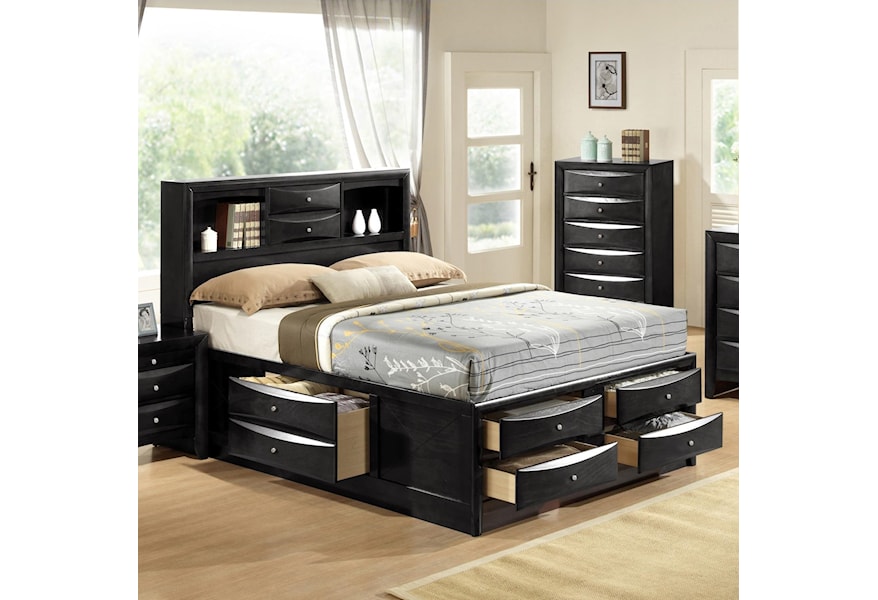 Crown Mark Emily Contemporary Queen Captain S Bed With Bookcase
