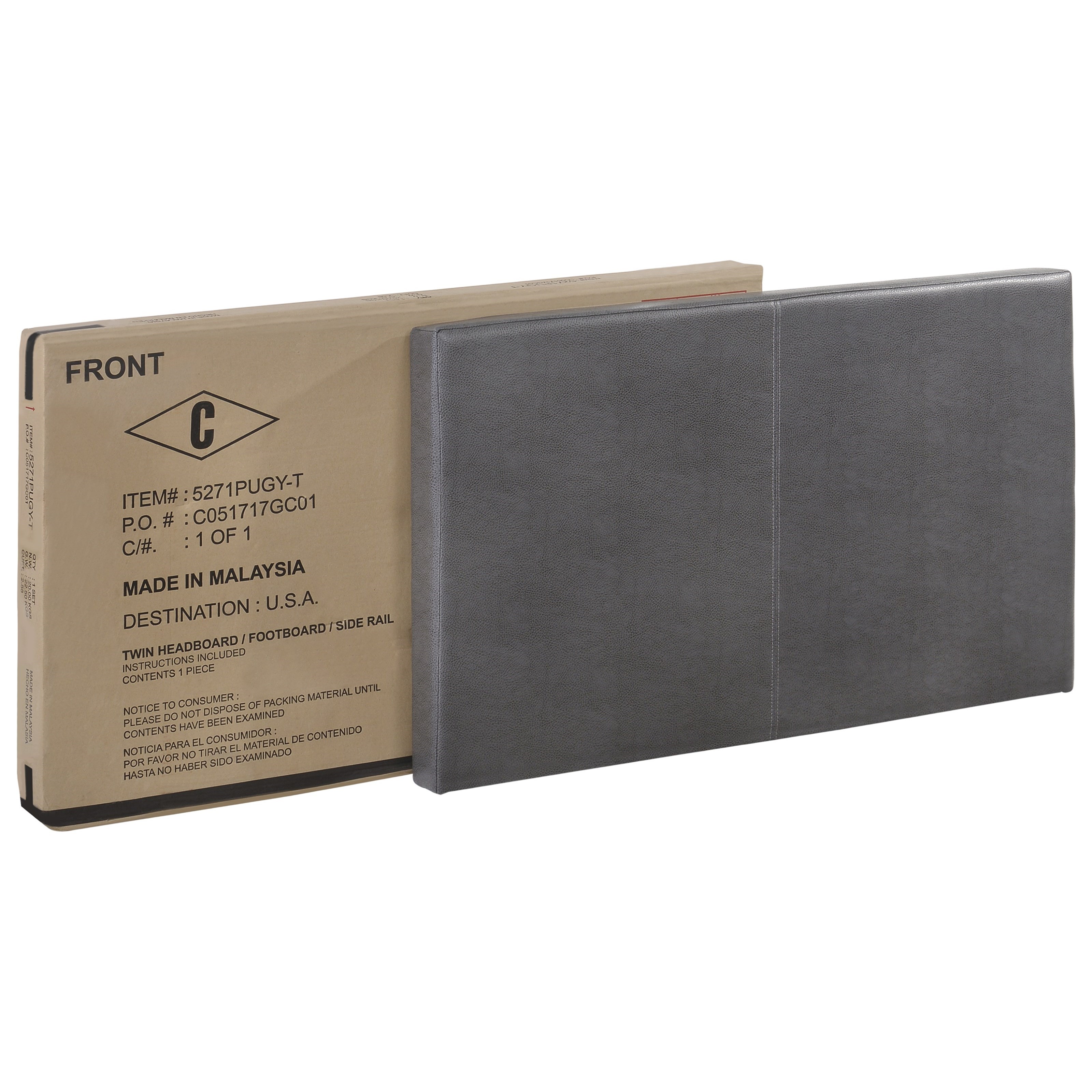 Del Sol Cm Erin 5271pugy T Transitional Twin Bed With Upholstered