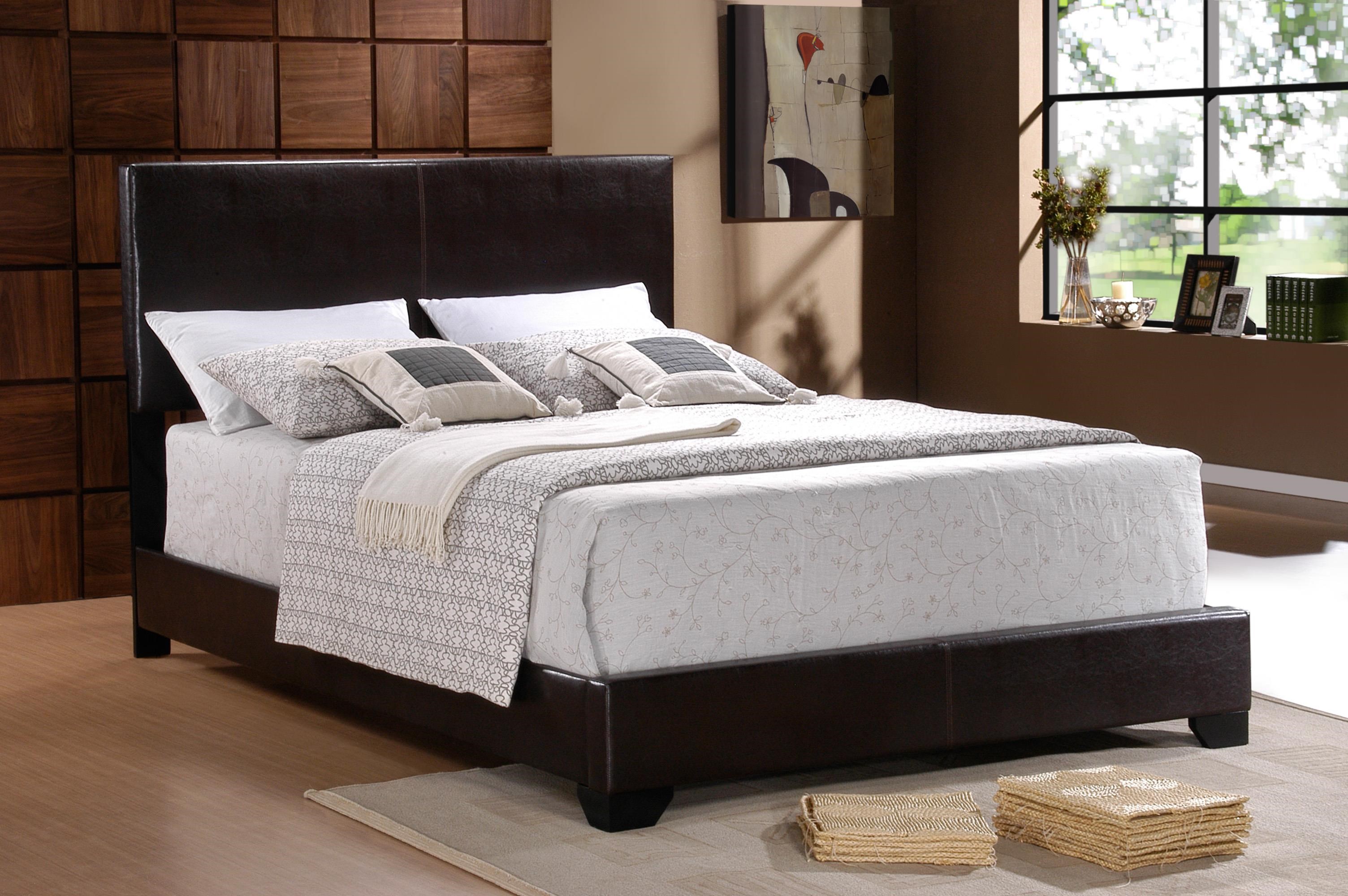 5271 ERIN Faux Grey Leather Completed Bed Twin/Full/Queen Size 