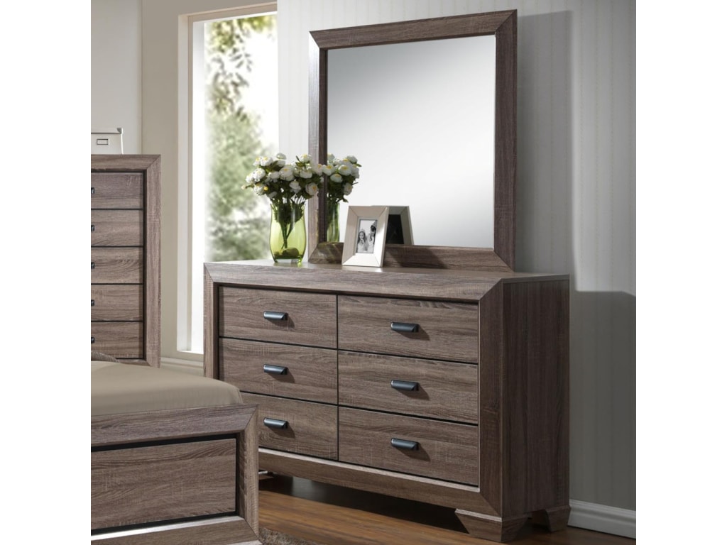 Crown Mark Farrow Contemporary Dresser And Mirror Set Royal