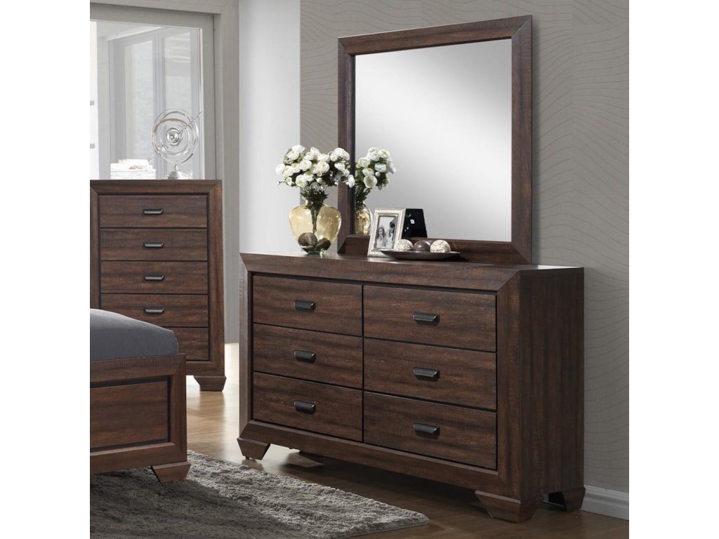 Crown Mark Farrow Contemporary Dresser And Mirror Set Royal